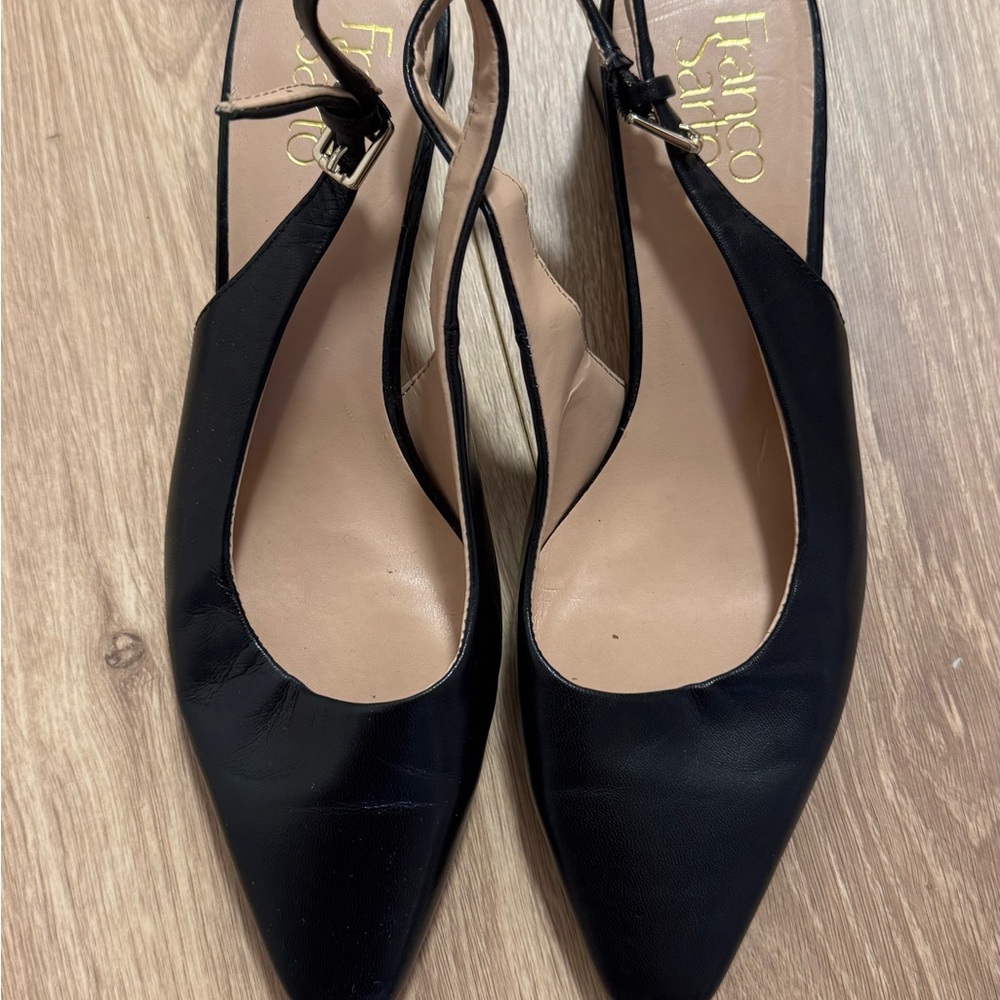 Franco Sarto Black Flats Sleek Pointed Toe Loafers